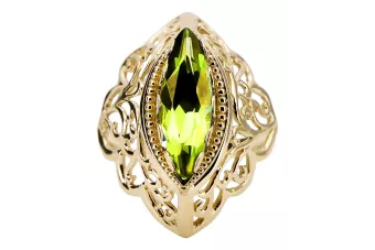 Joyería vintage Anillo Peridoto amarillo Oro amarillo de 14 quilates vrc017y